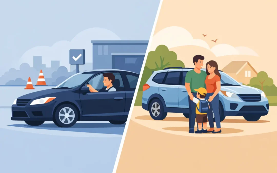 DMV Test Car Rental vs Family Car